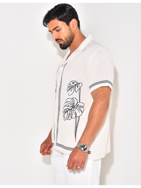 Chemise manches courtes à motifs brodés