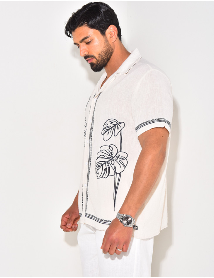 Chemise manches courtes à motifs brodés