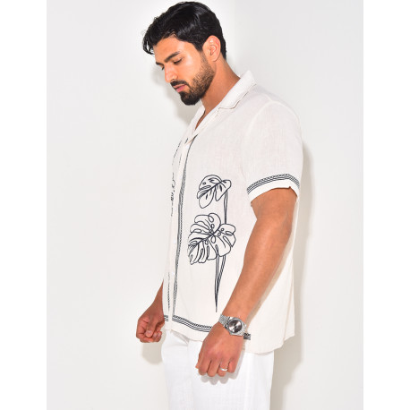 Chemise manches courtes à motifs brodés