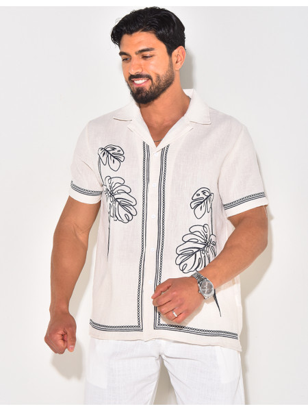 Chemise manches courtes à motifs brodés