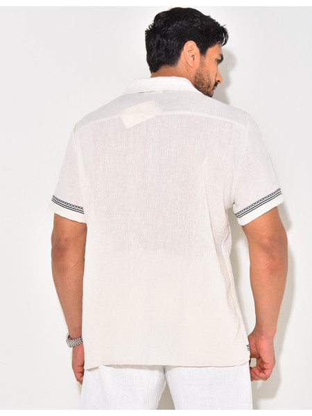 Chemise manches courtes à motifs brodés