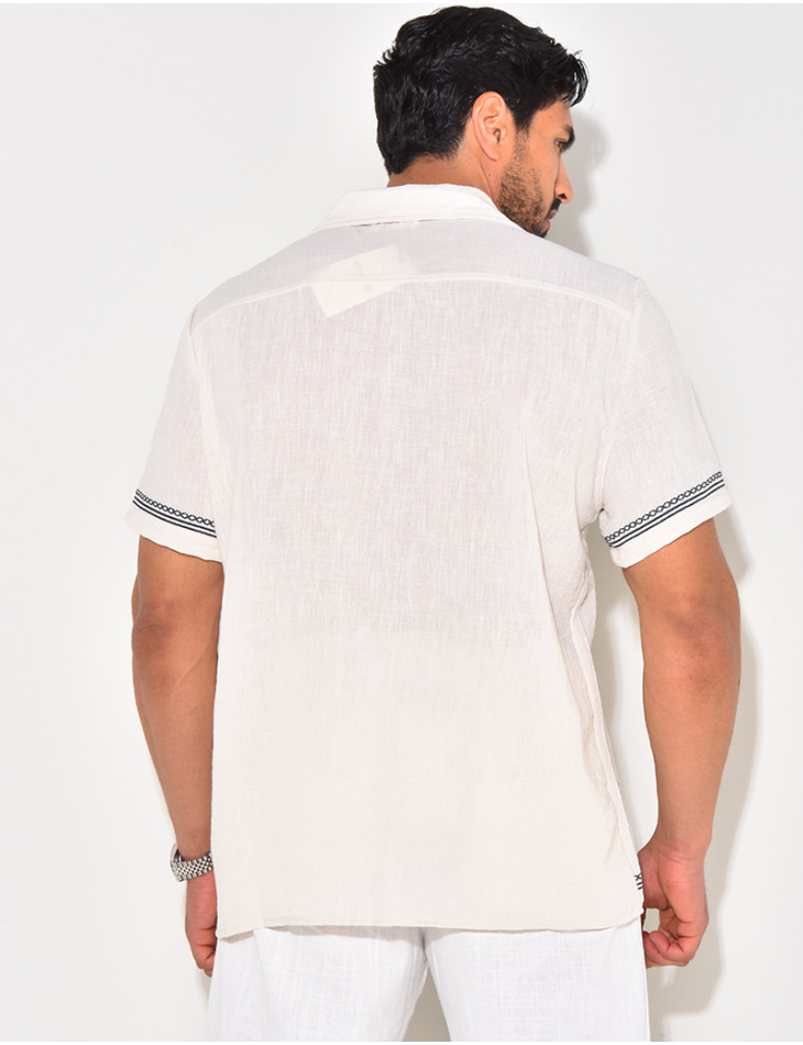 Chemise manches courtes à motifs brodés