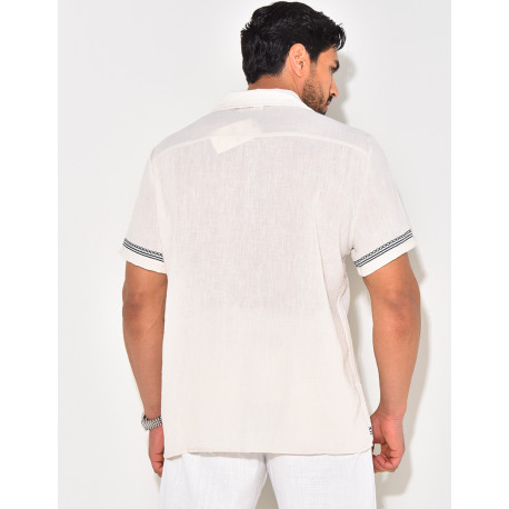 Chemise manches courtes à motifs brodés