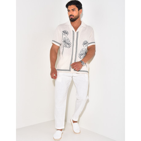 Chemise manches courtes à motifs brodés