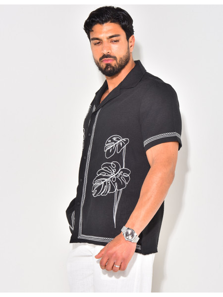 Chemise manches courtes à motifs brodés