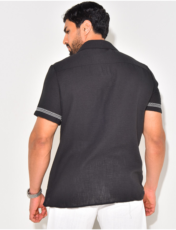 Chemise manches courtes à motifs brodés