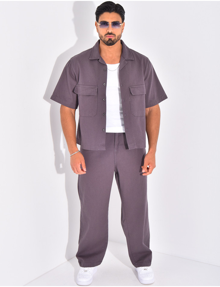 Ensemble en jeans pantalon et chemise manches courtes