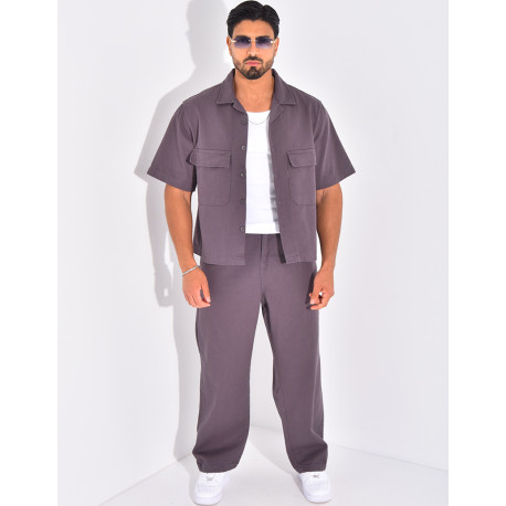 Ensemble en jeans pantalon et chemise manches courtes