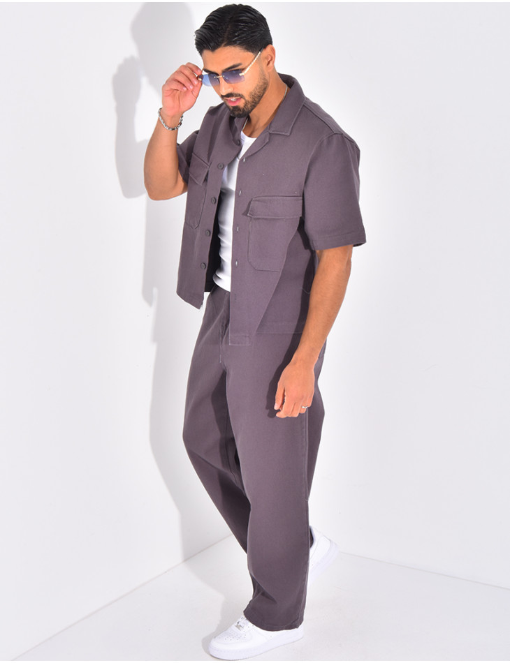 Ensemble en jeans pantalon et chemise manches courtes