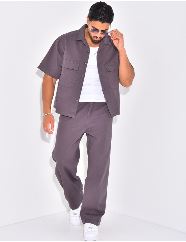 Ensemble en jeans pantalon et chemise manches courtes