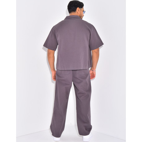 Ensemble en jeans pantalon et chemise manches courtes