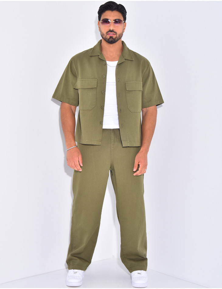 Ensemble en jeans pantalon et chemise manches courtes