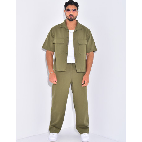 Ensemble en jeans pantalon et chemise manches courtes