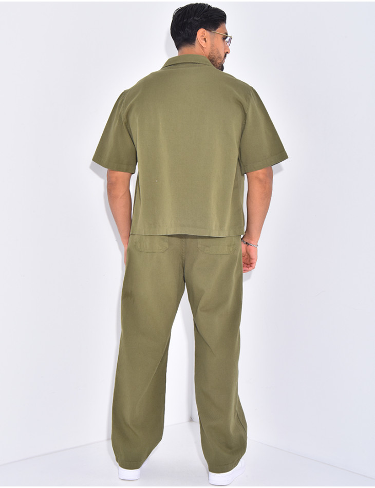 Ensemble en jeans pantalon et chemise manches courtes