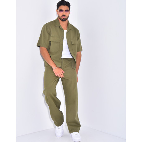 Ensemble en jeans pantalon et chemise manches courtes