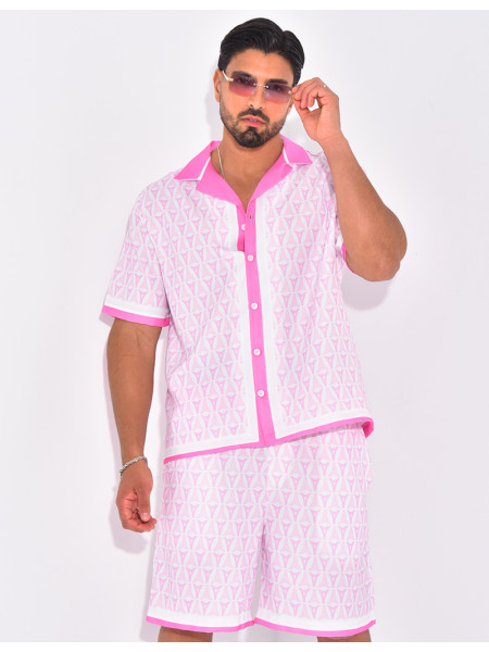 Ensemble short et chemise à motifs tour Eiffel