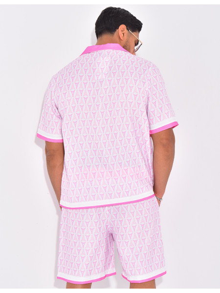 Ensemble short et chemise à motifs tour Eiffel