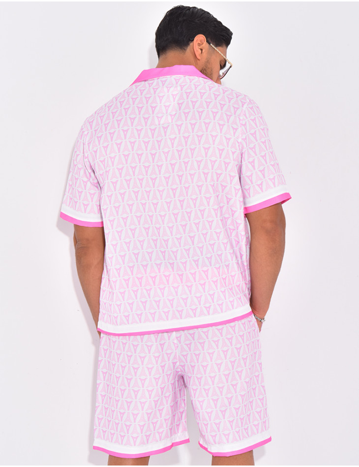 Ensemble short et chemise à motifs tour Eiffel