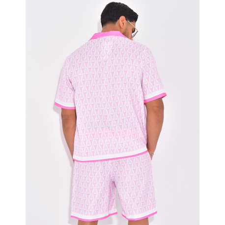 Ensemble short et chemise à motifs tour Eiffel
