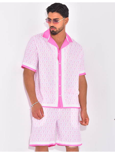 Ensemble short et chemise à motifs tour Eiffel