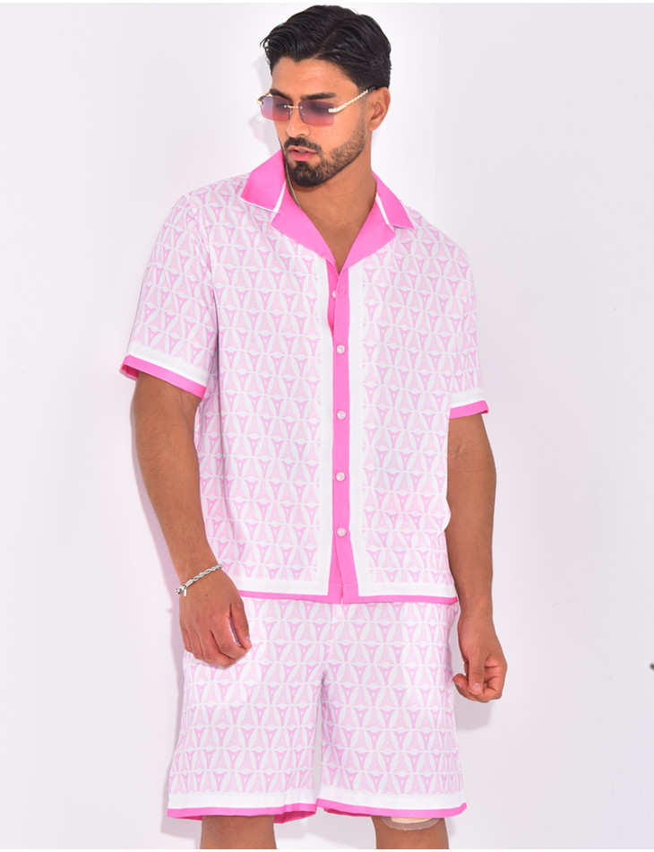 Ensemble short et chemise à motifs tour Eiffel