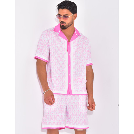 Ensemble short et chemise à motifs tour Eiffel