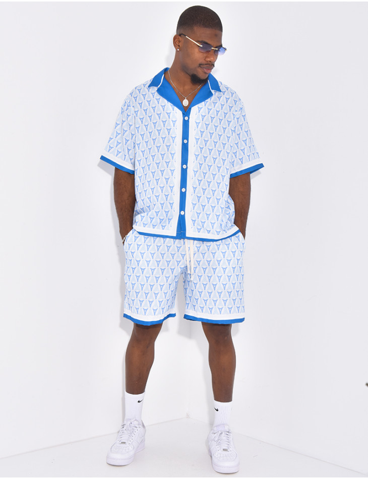 Ensemble short et chemise à motifs tour Eiffel