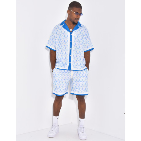 Ensemble short et chemise à motifs tour Eiffel