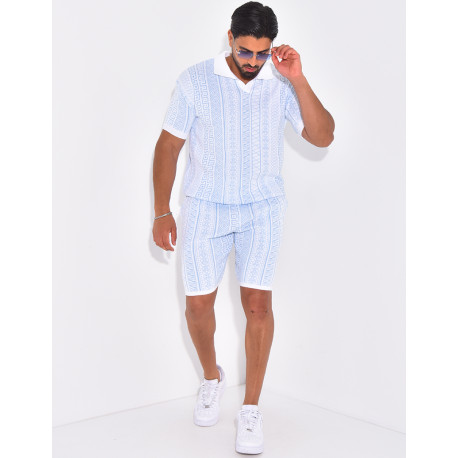 Ensemble short et polo à motifs