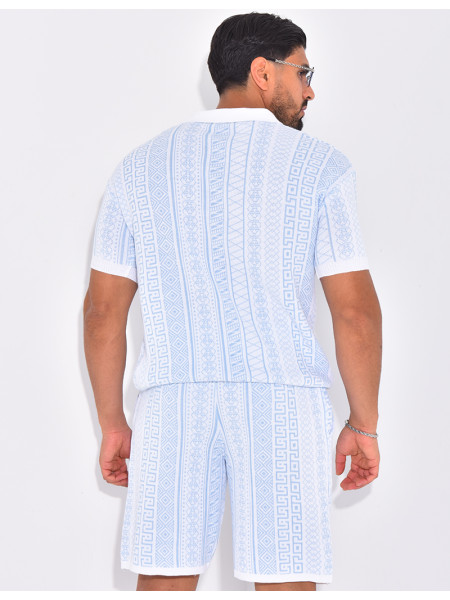 Ensemble short et polo à motifs