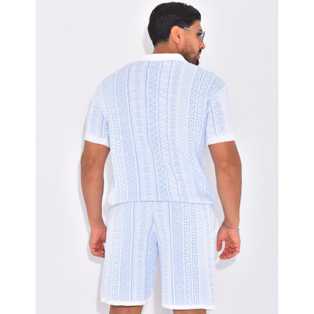 Ensemble short et polo à motifs