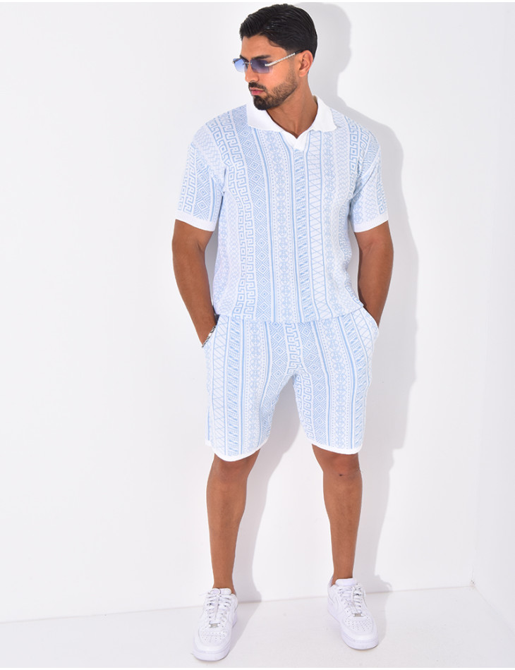 Ensemble short et polo à motifs