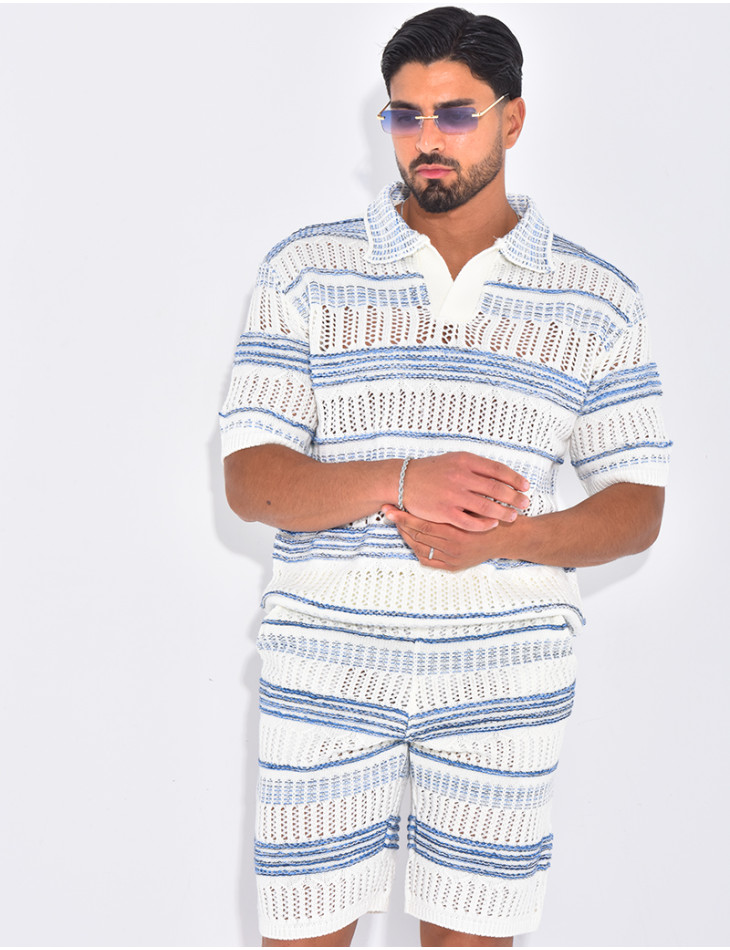 Ensemble short et polo ajouré