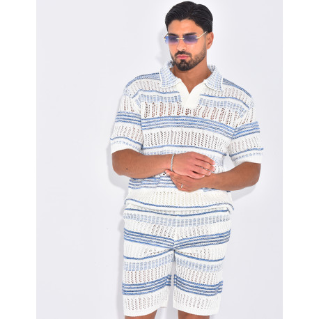 Ensemble short et polo ajouré
