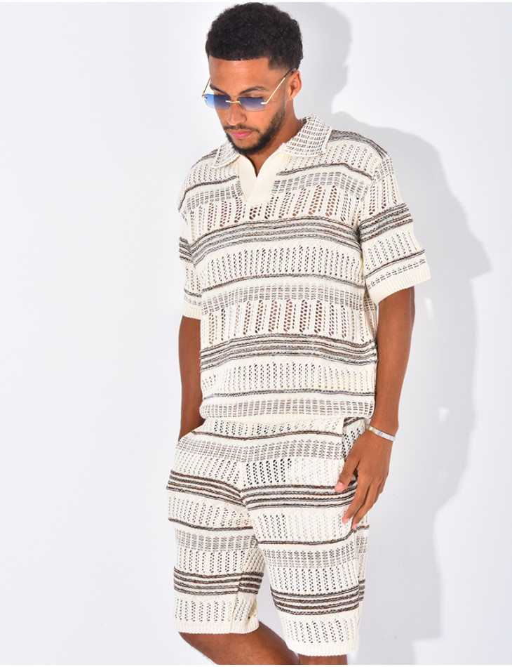 Ensemble short et polo ajouré