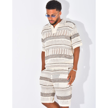 Ensemble short et polo ajouré