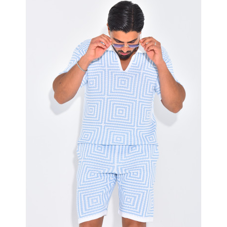 Ensemble short et polo ajouré