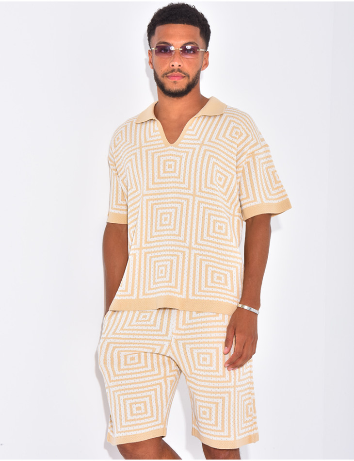 Ensemble short et polo ajouré