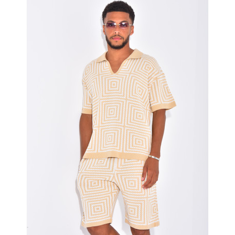 Ensemble short et polo ajouré