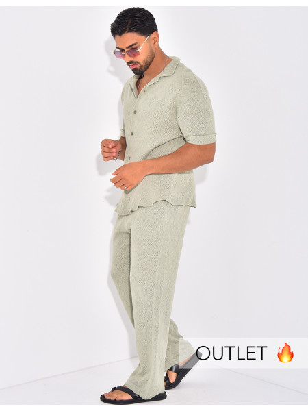 Ensemble ajouré pantalon et chemise