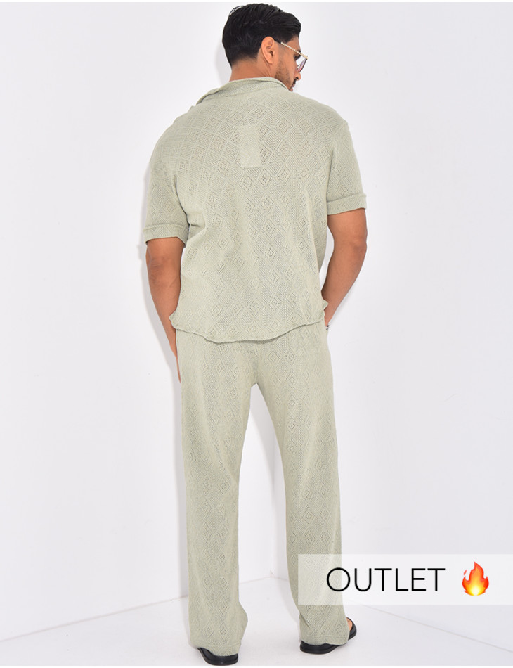 Ensemble ajouré pantalon et chemise