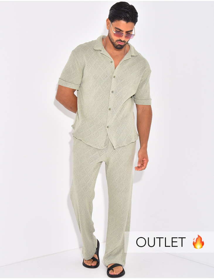 Ensemble ajouré pantalon et chemise