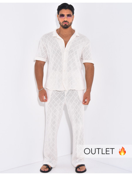 Ensemble ajouré pantalon et chemise