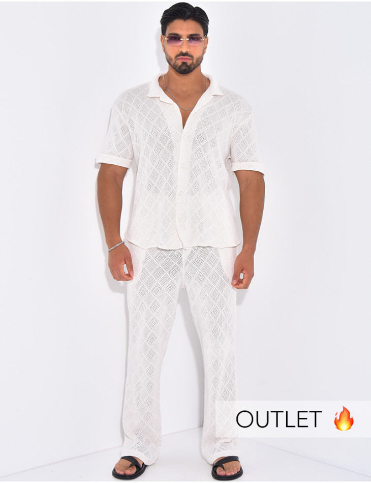 Ensemble ajouré pantalon et chemise