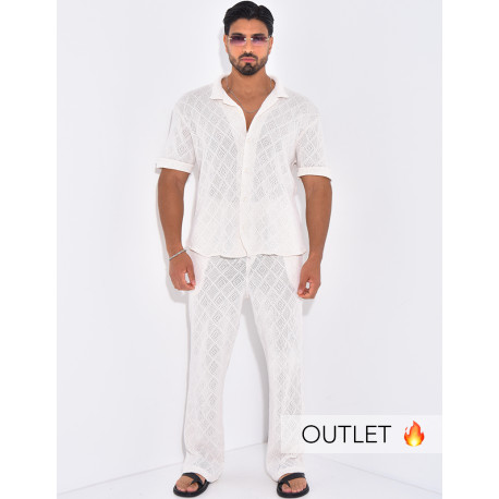Ensemble ajouré pantalon et chemise
