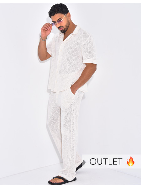 Ensemble ajouré pantalon et chemise