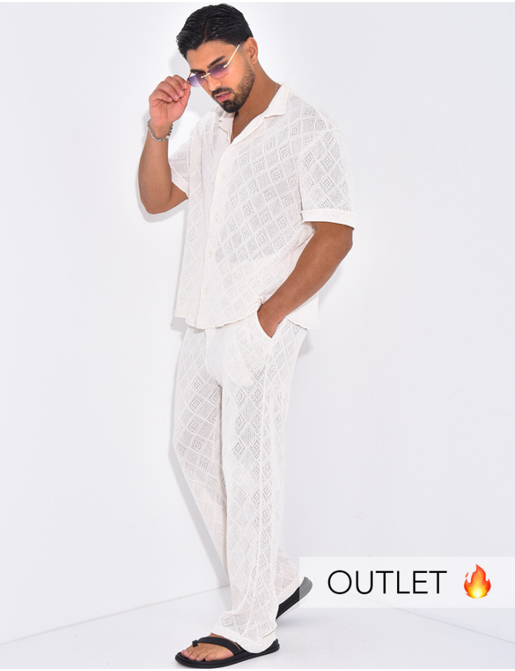 Ensemble ajouré pantalon et chemise