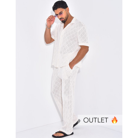 Ensemble ajouré pantalon et chemise