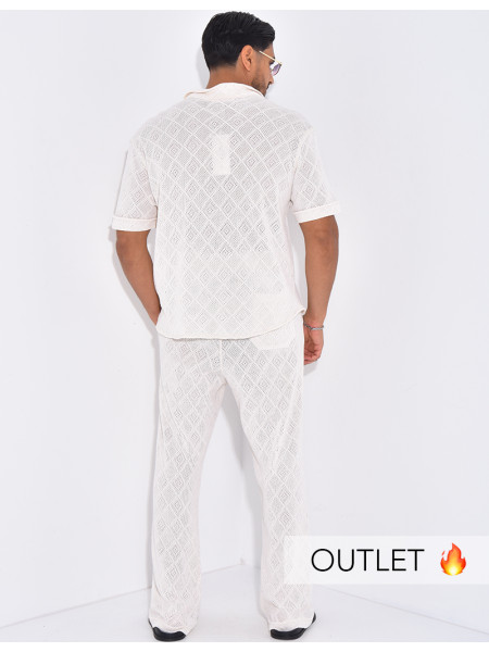 Ensemble ajouré pantalon et chemise