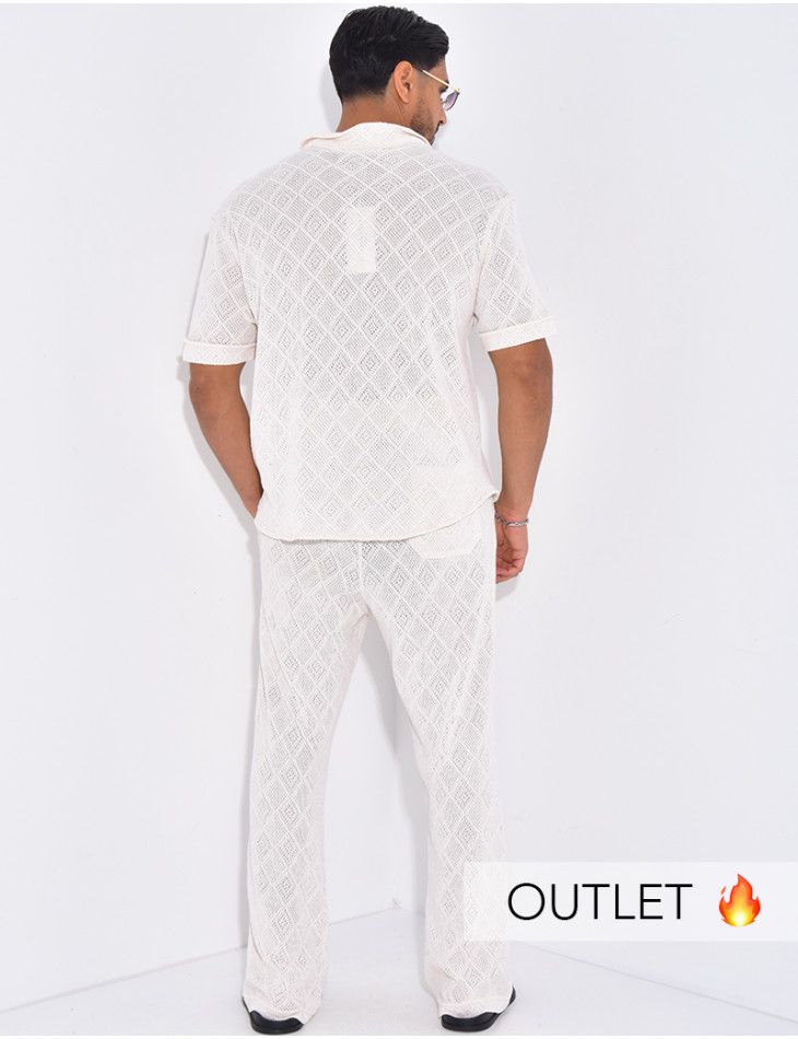 Ensemble ajouré pantalon et chemise